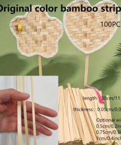 100 stk. Bambusstrimler til DIY-projekter - L&aelig;ngde 30 cm, Tykkelse 0,5 mm, Bredder 0,5 cm/0,75 cm/1 cm