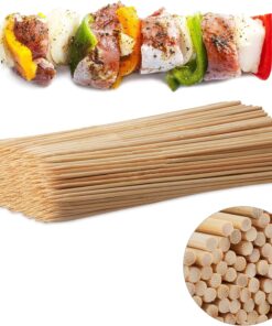 Relaxdays Shish kebabspett i tr&auml; med 2 x 500 bambugroddar, naturliga